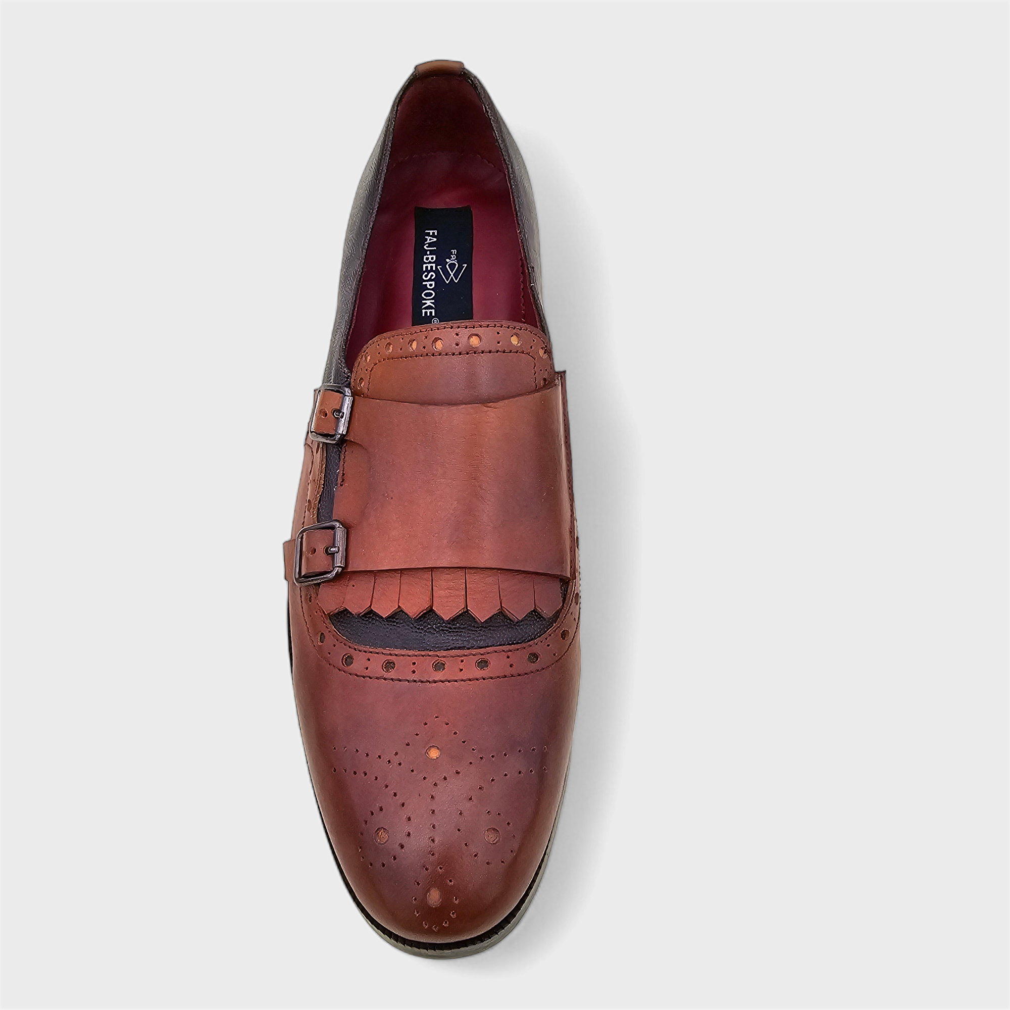 Faj Men's Double Monk Strap Brogues with Fringe